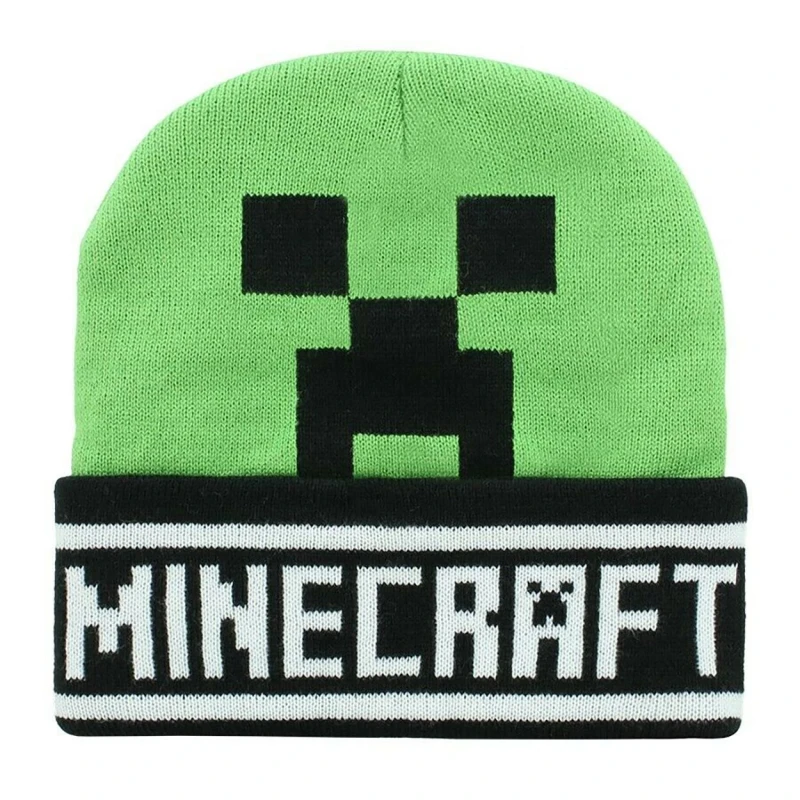 Image of Minecraft Face Creeper Beanie Green unisex