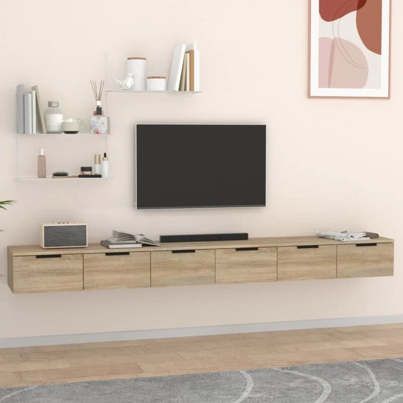 Image of Vidaxl Wall Cabinets 2 Pcs Sonoma Oak 102X30X20 Cm Engineered Wood, Brown 3115902