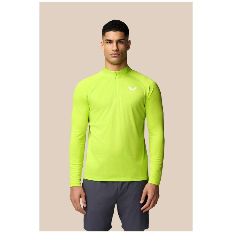 Image of Castore Adapt 1/4 Zip Top Acid Lime/White male Sml