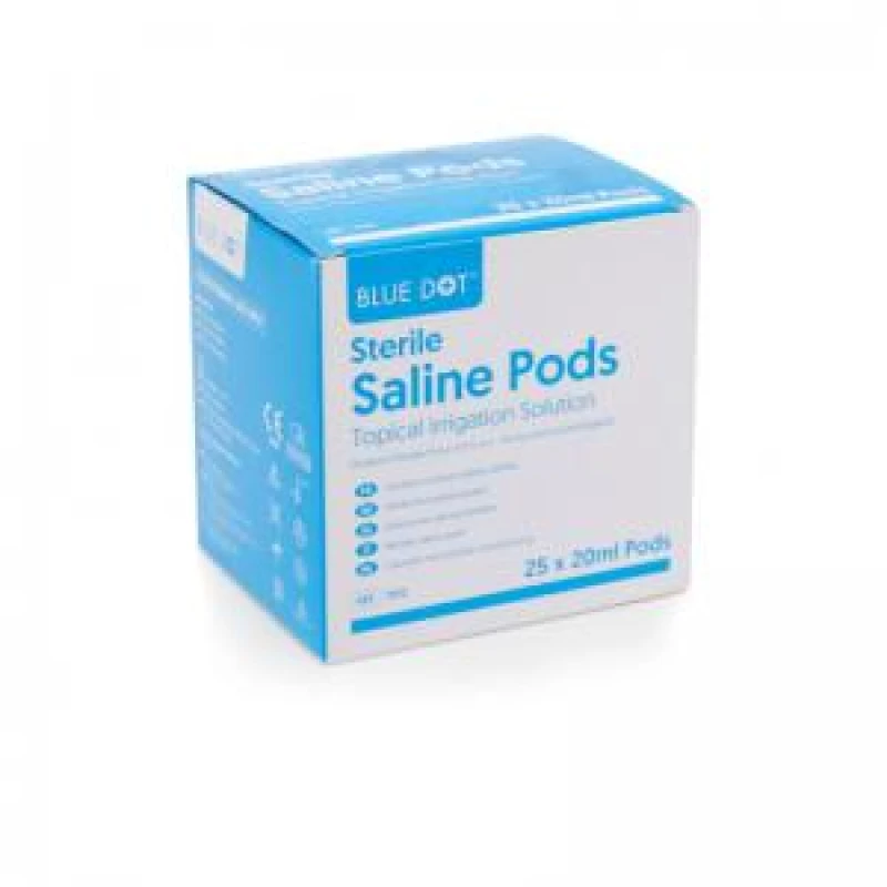 Image of Crest Medical Blue Dot Sterile Eye Wash Pods 20ml (Pack 25) - 1047207