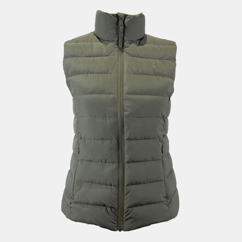 Image of Jack Wills Womens Badwell Lightweight Waterproof Puffer Gilet Khaki Green female 8 (XS)