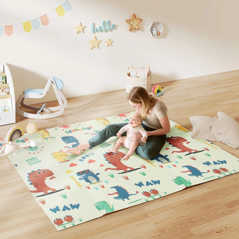 Image of AIYAPLAY Baby Play Mat, Foldable Activity Playmat, Dinosaur Theme Multicolor Unisex