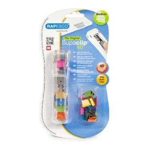 Image of Rapesco Supaclip 40 Dispenser & 25 Multi Coloured Clips