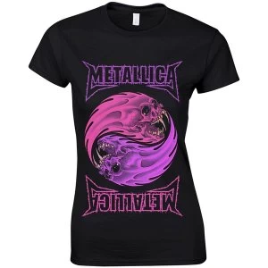 Image of Metallica - Yin Yang Purple Ladies Large T-Shirt - Black