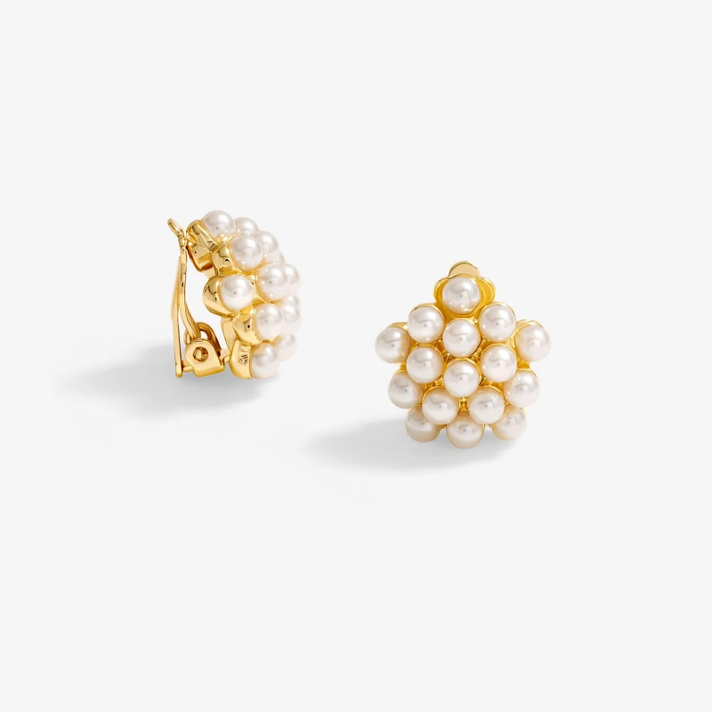 Image of Jon Richard Gold Plated Clustered Pearl Earrings Gold