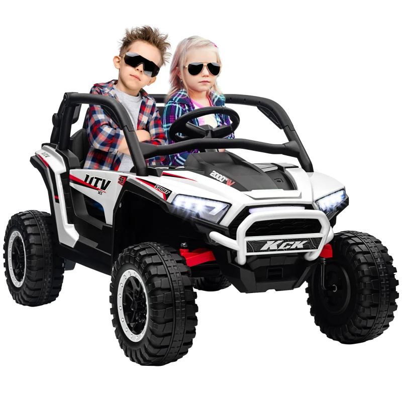 Image of AIYAPLAY 2 Seater 24V 7AH Ride on Truck w/ Spring Suspension White
