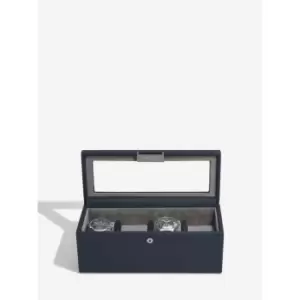 image of Stackers Navy Blue 4 Piece Watch Box, Cotton