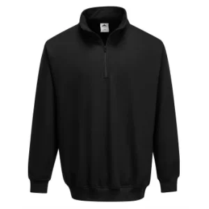 image of Portwest Mens Sorrento Zip Neck Sweatshirt Black 2XL