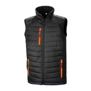 Image of Result Mens Black Compass Padded Soft Shell Gilet (3XL) (Black/Orange)