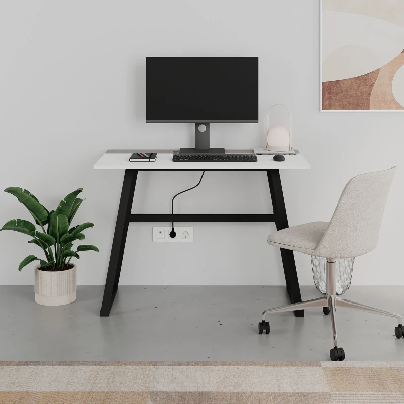 Image of Decortie Kemre' Compact Work Desk with Black Metal Legs Size: 1 Pack Multicolor Unisex 1 Pack
