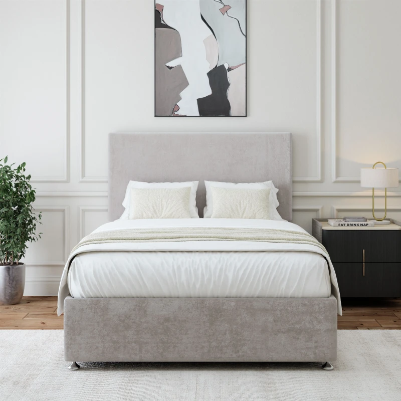 Image of Bedmaster Bedmaster Luxury Velvet Divan Base in Light Grey Size: Super King Light Grey Super King Unisex 7867868322315