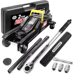Image of Deuba Tire Change Set Hydraulic Jack 2t incl. Rubber Pad Torque Wrench 6 Pieces 1/2 "40-210Nm Case