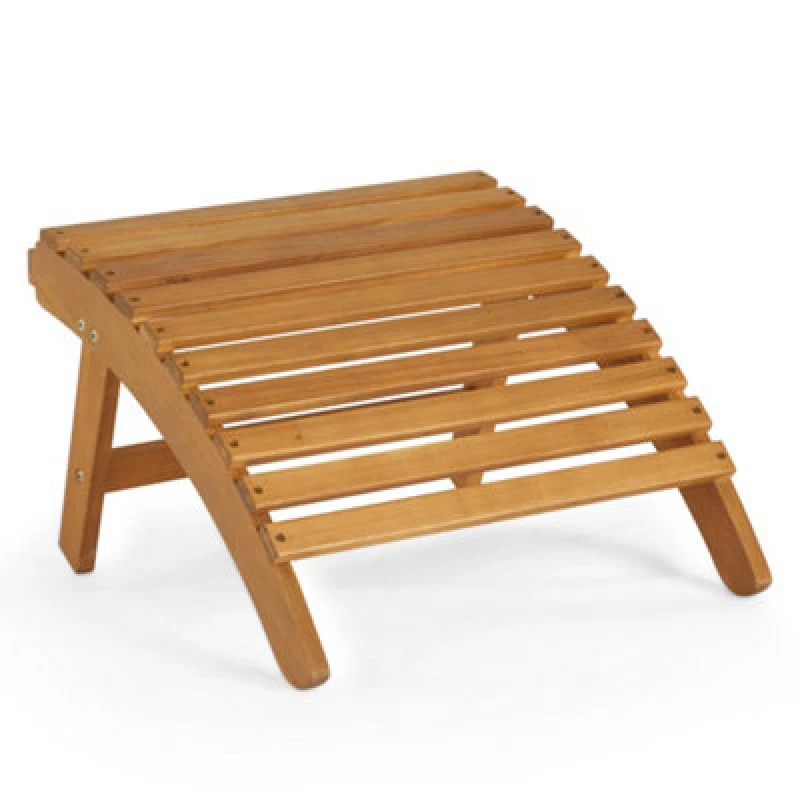 Image of Vonhaus Adirondack Foot Stool, Acacia Hardwood Garden Footstool, Garden Chair Footrest, Wooden Sunlounger Stool, Outdoor Foot Rest