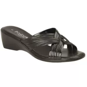 image of Boulevard Womens/Ladies X Over Mule Sandals (5 UK) (Black Matt/Patent)