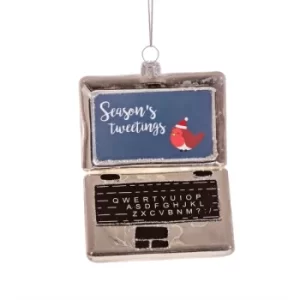 image of Seasons Tweetings Laptop Shaped Bauble