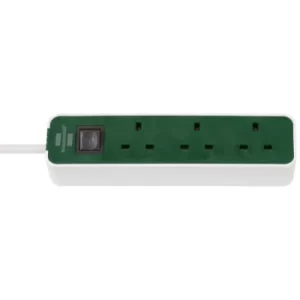 Image of Brennenstuhl 1153233329 Ecolor 3 Way Green/White Switched Extensio...
