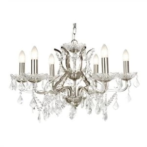 Image of 6 Light Chandelier Satin Silver Finish, E14