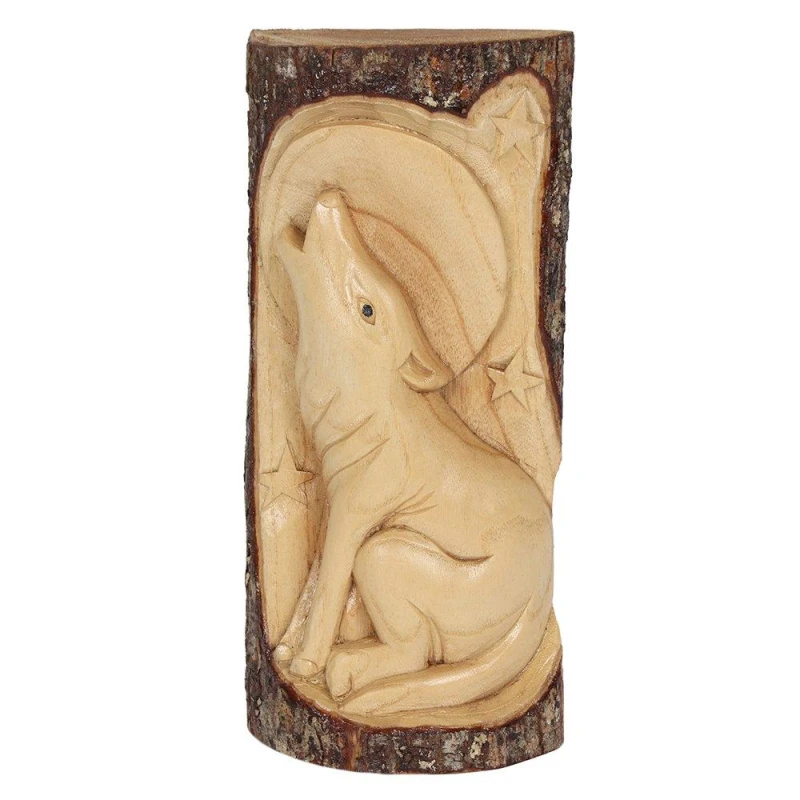 Image of KDMD 30cm Wolf Wood Carving Peach