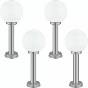 image of Loops - 4 pack IP44 Outdoor Bollard Light Stainless Steel Orb 60W E27 500mm Lamp Post