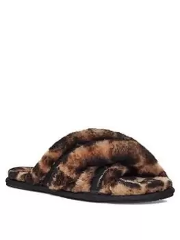 image of UGG Scuffita Panther Print Slipper - Brown, Size 4, Women