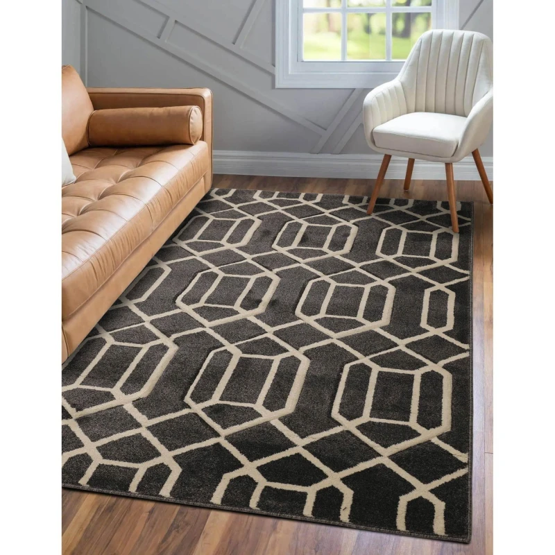 Image of Homemaker Newport Lattice Geometric Rug Charcoal - Homemaker - Size: 120X170 Charcoal 120X170 HR97602