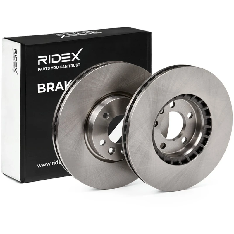 Image of RIDEX 82B0807 Brake disc Front Axle, Vented, Cast Iron, Uncoated, Untreated, without bolts/screws Cast Iron Brake Disc (82)