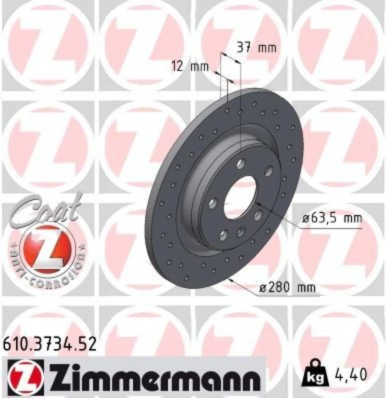Image of ZIMMERMANN Brake disc ZIMMERMANN 610.3734.52