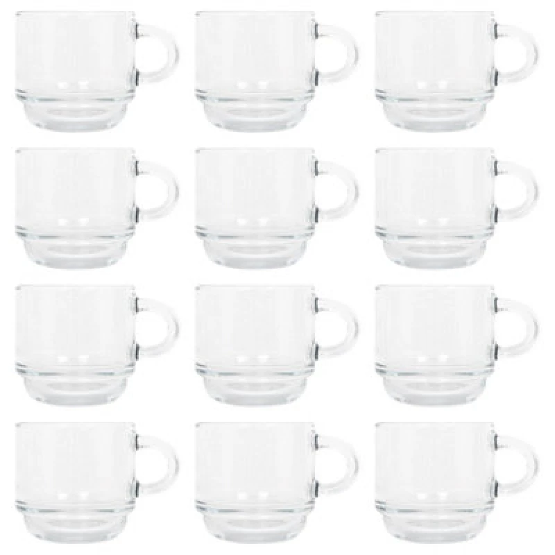 Image of LAV Cozy Stacking Glass Espresso Cups - 90ml - Pack of 12 Clear