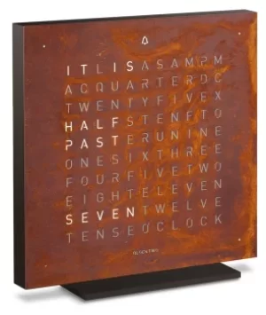 image of QLOCKTWO Touch Creators Edition Rust Table Clock 13.5cm