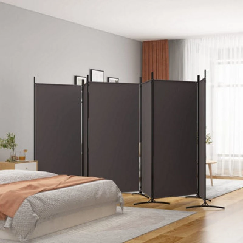 Image of Vidaxl 6-panel Room Divider Brown 520X180 Cm Fabric, Brown 350271