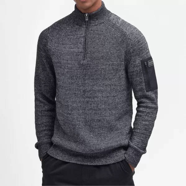 Image of Barbour International Mens Ammeter Half Zip Knitted Jumper - Black - L