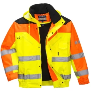 Image of Contrast Plus Hi Vis Bomber Jacket and Detachable Lining Yellow 2XL