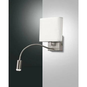 Image of Fabas Luce Lighting - Fabas Luce Vietri LED Reading Light Satin Nickel Glass
