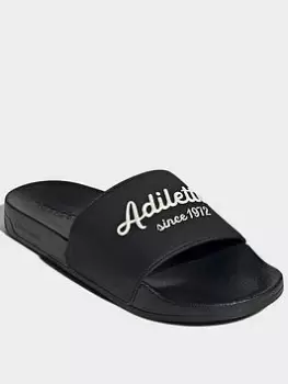 Image of adidas Adilette Shower Slides, Black/White, Size 11, Men