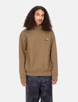 Image of Carhartt-WIP Half Zip American Script Sweatshirt - Buffalo Brown