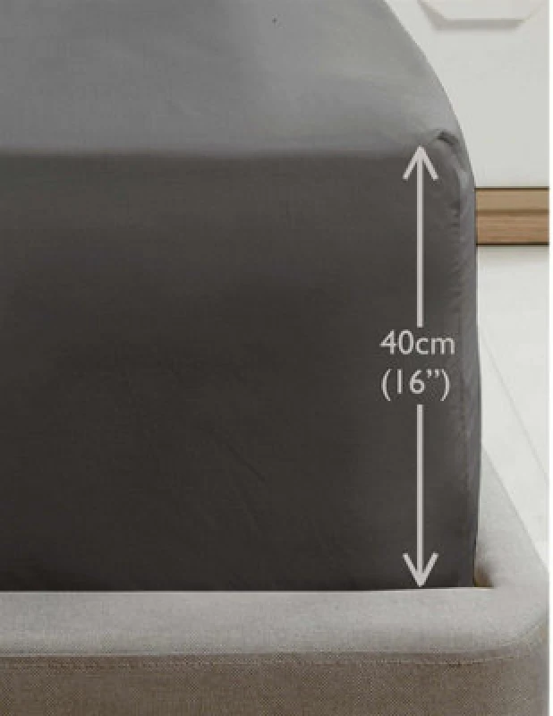 Image of Rapport Home SND Percale 180 Thread Count Polycotton Plain Fitted Sheet (16") Charcoal