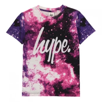Image of Hype Pink Space Print Kids T-Shirt - Pink