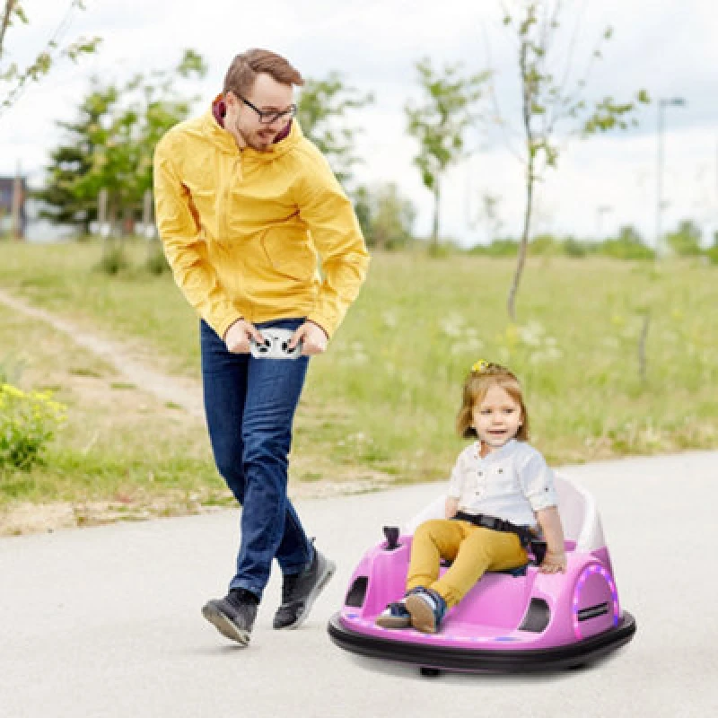 Image of Aiyaplay 360? Rotation 12V Kids Bumper Car W/ Remote Control - Pink 370-347V70PK