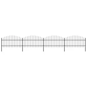 image of Vidaxl Garden Fence With Spear Top Steel (1-1.25)x6.8 M Black