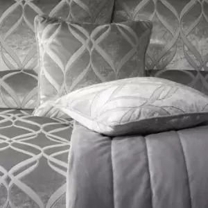 Image of Soiree - Belfort Ogee Jacquard Woven Velvet Filled Cushion, Silver, 43 x 43 Cm