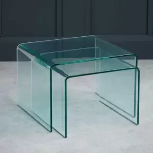 Image of LPD Azurro Set Of 2 Glass Nesting Tables