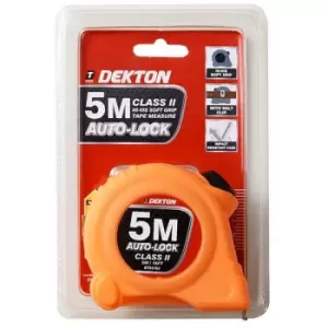 image of Dekton - DT55162 Soft Grip Auto Lock Tape Measure 5m Hi-Vis Orange