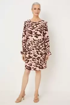 Image of Pink Leopard Ruffle Shift Dress