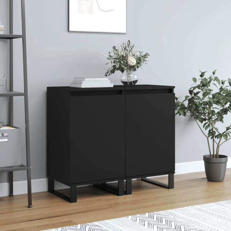 Image of VIDAXL Sideboards 2 pcs Black 40x35x70cm Engineered Wood Vidaxl 831071
