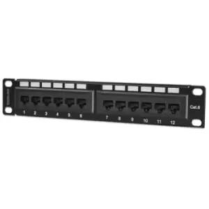 image of Intellinet Patch Panel Cat6 10" UTP 1U 12-Port Black