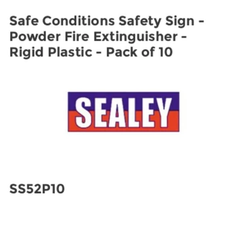 Image of Safe Conditions Safety Sign - Powder Fire Extinguisher - Rigid Plastic - Pack of 10