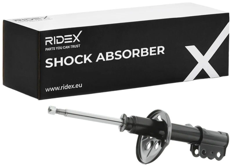 Image of RIDEX 854S0775 Shock absorber Front Axle Left, Gas Pressure, Twin-Tube, Suspension Strut, Bottom Clamp Shock Absorber (854)