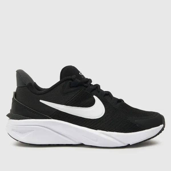 Image of Nike Black & white star runner 4 Youth trainers Black & White UK 4 (EU 36½)