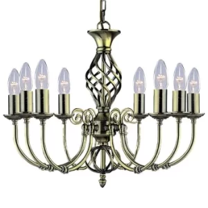 image of Zanzibar 8 Light Chandelier Antique Brass Finish, E14