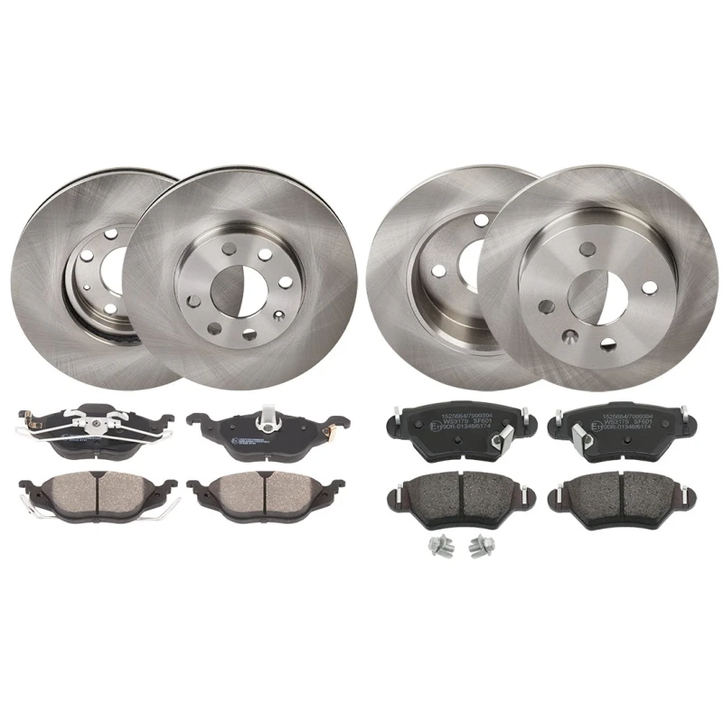 Image of RIDEX 3405B0378 Brake disc and pads set Rear Axle, Brake Disc Type: Vented, with acoustic wear warning Brake Set,disc brakes (3405)